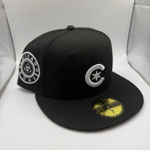 New Era 59FIFTY Chicago Cubs 2024 City Connect Fitted Hat Black White Size 7